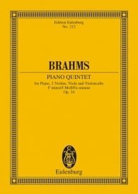 Brahms: Piano Quintet F minor Opus 34 (Study Score) published by Eulenburg